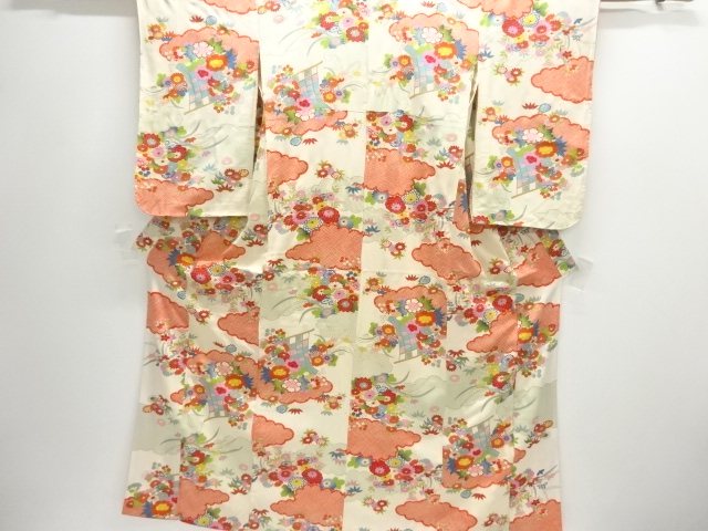 JAPANESE KIMONO / ANTIQUE KIMONO / SILK / KICHO & FLORAL PLANTS